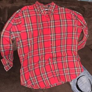 EUC Mens Red Plaid button down Size XL